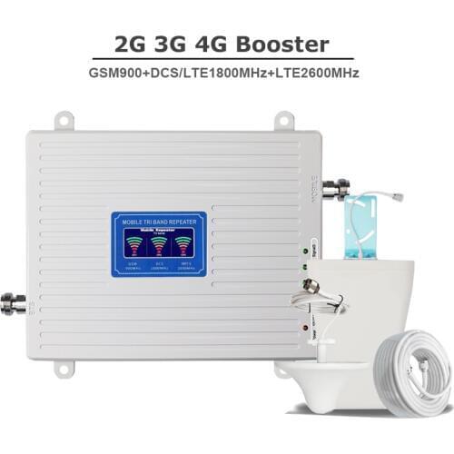 Gsm signal booster amplifier 4g 900 1800 2600 GSM DCS LTE 2G 3G 4G Tri-Band Cellular signal Repeater GSM Mobile Signal Booster