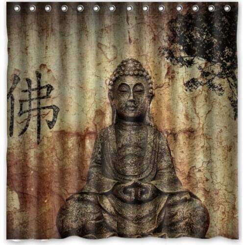 Buddha Shower Curtain Bath Curtains Waterproof Mildew Resistant Polyester Bathroom Curtain With Hooks 180*180cm