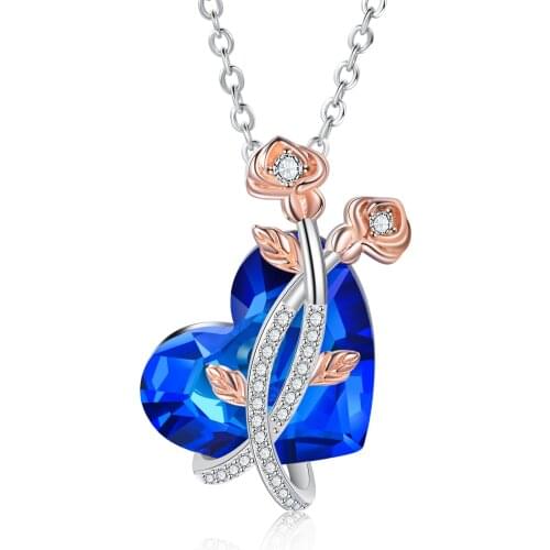 Heart Shaped Crysta Necklaces Pendants Zircon Rose Womens Neck Chain Choker Fashion Necklaces Jewelry for Women 2021 Girlfriend