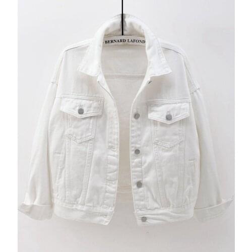 Women Jackets 2021 New Spring outwear denim coat Solid turn down collar cotton jacket for female plus size S-3XL