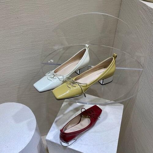 2021 Square Toe lace up loafers femme silver heels mary janes thick heels oxfords patent leather grandma shoes women shiny flats