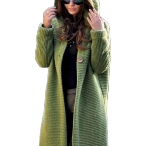 2020 Autumn And Winter Hot Style Large Size Cardigan Knitted Sweater Womens Jacket Mid-Length