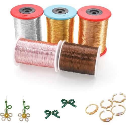 6Colors 1kg/Roll 0.2-1mm Solid Crod Accessories String Colorfast Copper Wire Beading for Jewelry Making DIY Earrings Bracelet
