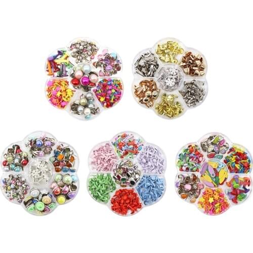 1Box Metal DIY Crystal Round Mini Brads Paper Fasteners Scrapbooking Art Crafts