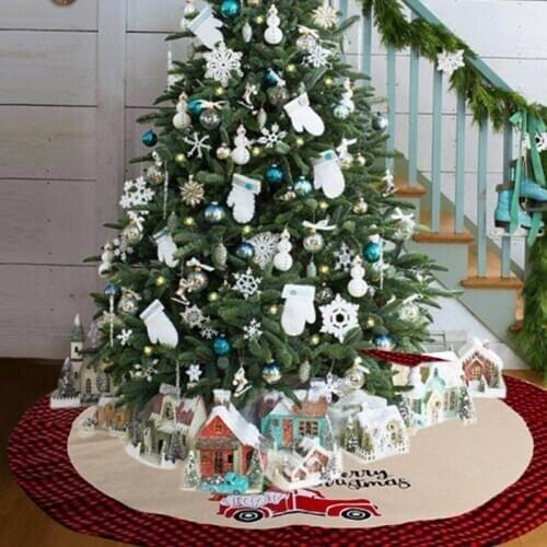 106cm Christmas Tree Skirt Linen Santa Claus Car Ornament Floor Mat Cover Xmas 667A