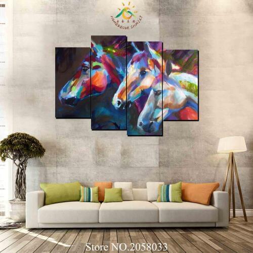 3-4-5 Pieces Oil Horse Pictures Modern Wall Art Canvas Printed Painting HD Prints Modular Poster Wall Pictures for Home Decor