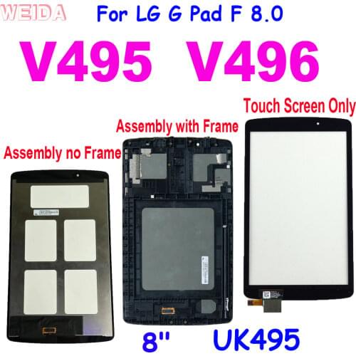 AAA+ 8" LCD For LG G Pad F 8.0 V495 V496 UK495 LCD Display Touch Screen Digitizer Assembly with Frame for V495 V496 LCD Screen