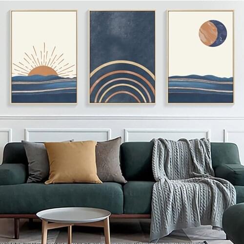 Sun Moon Abstract Decoration Mural Modern Minimalist Poster Canvas Painting and Living Room Wall Art Prints for Home Decor