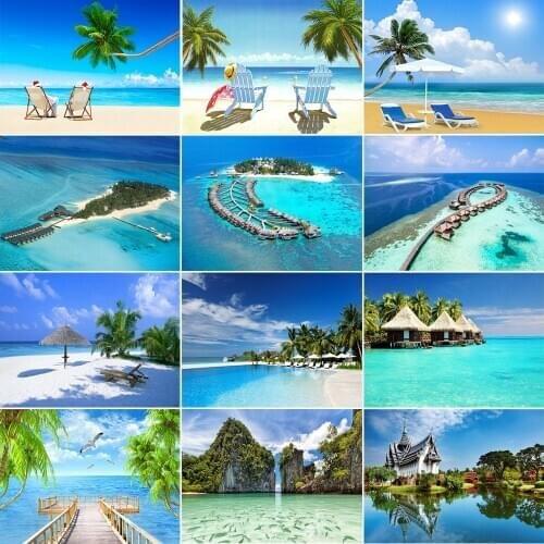 QIZITENG 5D DIY Diamond Painting Seaside Landscape Full Circle Diamond Embroidery Mosaic Kit Cross Stitch Home Decoration Gift