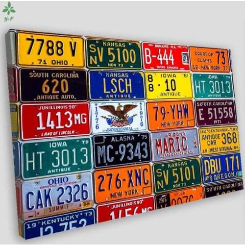 Car License Plate Oil Painting Decoration Home Wall Hanging