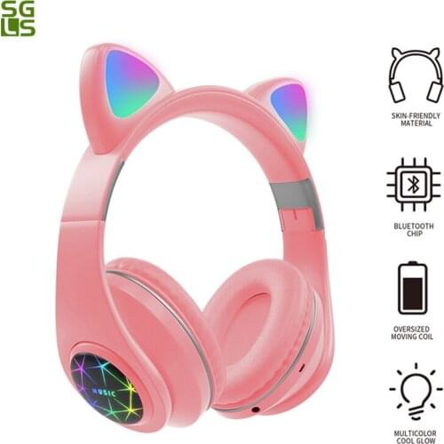 Cat Ear Wireless Headphones fone ouvido bluetooth With RGB Flash Light Bluetooth 5.0 Young People Kids Girls Headset For phone