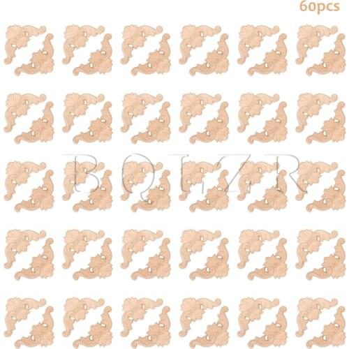 BQLZR 60 Pieces Wooden Carved Onlay Applique Craft Decal for Door Corner 4x4cm