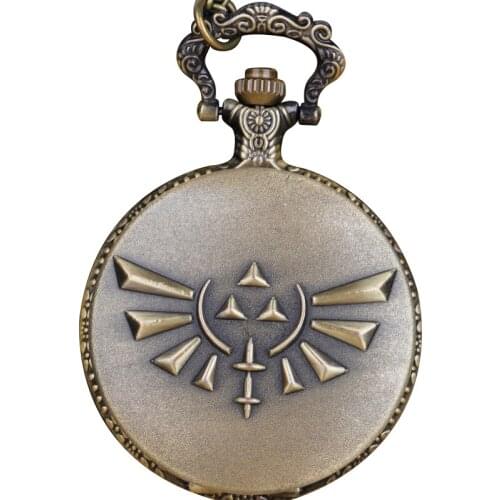 Bronze/Black Game Quartz Pocket Watch Analog Pendant Necklace Men Womens Chain Gifts XH3010