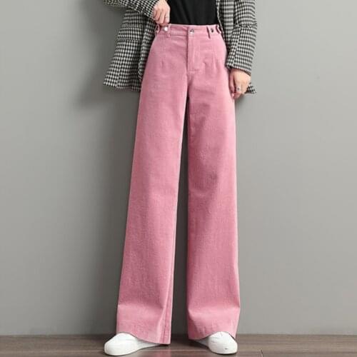 Loose Wide Leg Pants Woman Autumn Winter Corduroy Pants High Waist Trousers Girls Pink Blue Pants Harajuku Streetwear pantalones