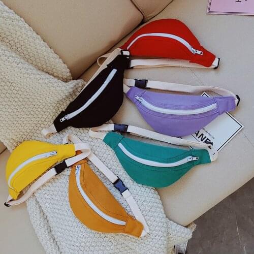 Childrens Mini Waist Bag Canvas Kids Red Fanny Pack Boys Girls Phone Wallet Chest Bag Baby Belt Bag Waist Packs