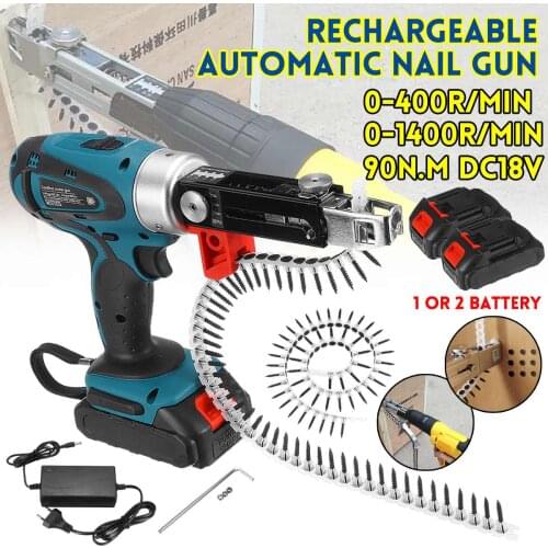 90N.m Brushless Electric Nail Gun Nailer Stapler Woodworking Electric Tacker Furniture Power Tools with 1 or 2 Battery