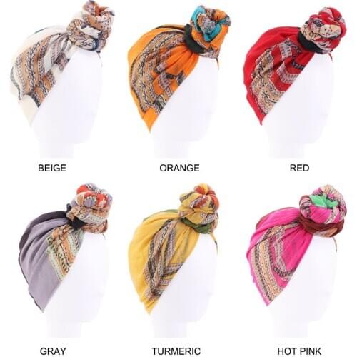 European Hair Cap For Sleeping American Popular Ethnic Headband Head Scarf Hat Knotted Ladies Cotton Styling Turban