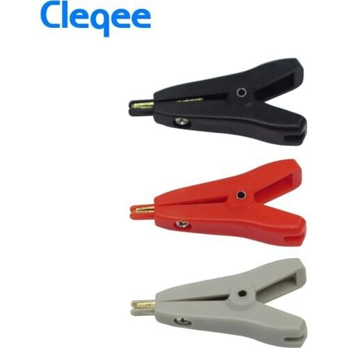 Cleqee 3pcs P2005 50mm 10A Alligator Kelvin Clamps Copper Gold Plated Crocodile Clips