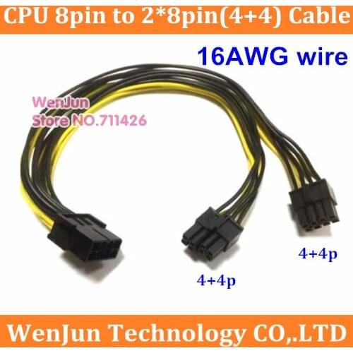 1PCS High Quality 30cm CPU 8Pin Female to Dual 8pin(4+4) Male Cable Adapter CPU 8-Pin 8p Power Supply Cable