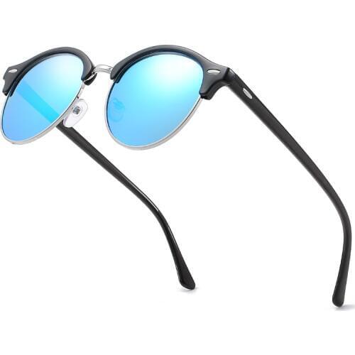 Classic Ladies Round Polarized Sunglasses Men Brand Designer Polaroid Sun Glasses Women Metal Frame Black Lens for Men Women