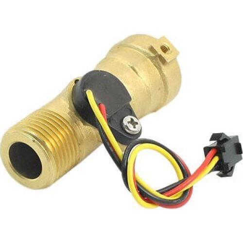1-30L/min G1/2 Threaded Brass Body Wired Hall Luquid Water Flow Sensor Flowmeter SEN-HZ21FB2