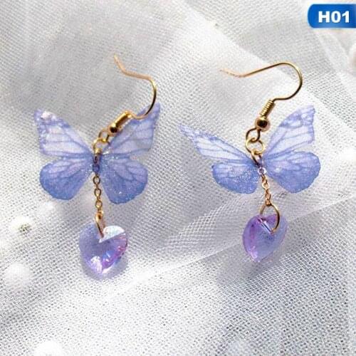 Personality Lovely Purpou Butterfly Stud Earrings Cute Enamel Beautiful Earrings For Women Trendy Alloy Jewelry Accessor