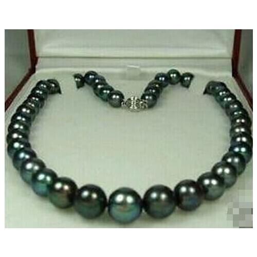 HOT Sell Charming!8-9MM Black Natural Pearl Necklace 17"