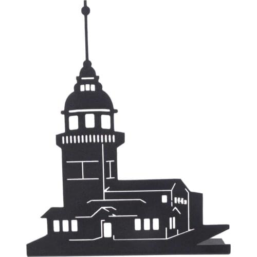 Metal Girl Tower Candle Holder, Metal Decorative Object, Decorative Metal Desktop Object (Black)