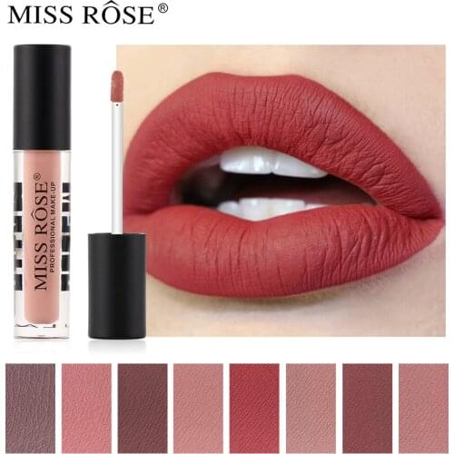 MISS ROSE Makeup 12-color Matte Lip Gloss Transparent Tube Is Not Easy To Fade Waterproof Lip Glaze Lipstick