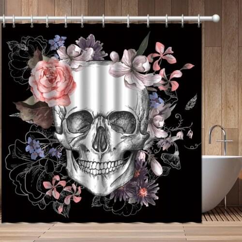 Fashion Skeleton Colorful 3D Print Shower Curtain Adult Bathroom Set With Waterproof Hook Bath Curtains Cartoon African Funny