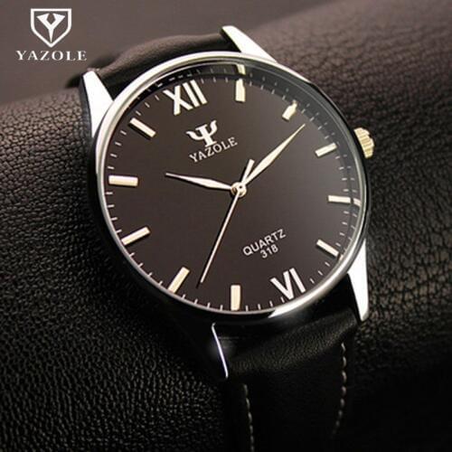 2020 Man Watch Fashion Modern Watch YAZOLE Hook Needle Business es Roman Scale Men Male Soft Leather Strap Quartz Wristwatch