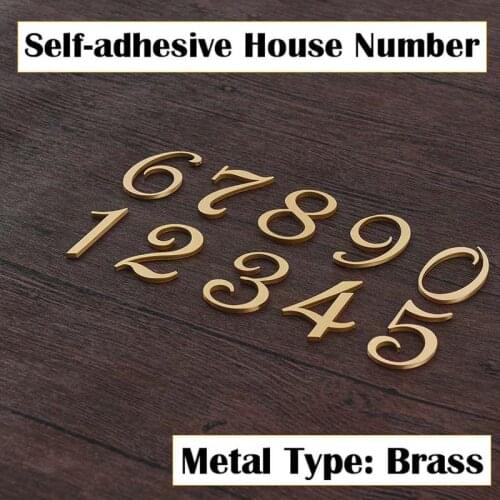 Modern Brass House Numbers Stickers For Apartment Metal Self Adhesive Doorplate Door Plaque Number Mailbox Address Street Signs