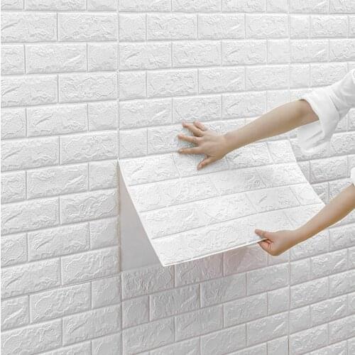 10pcs DIY 3D Brick Wall Stickers Stone Pattern Self-Adhesive Wallpaper Floral Prints Wall Panels For Living Room Decoration