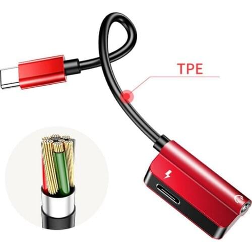 USB C To 3.5mm Jack AUX Audio Charging 2 In 1 Connector Earphone Changer Dual Plug For Huawei Xiaomi Mi Note 7 8 9 Type-C Cable