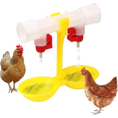 Chicken Drinking Fountain Double Hanging Cup Ball Nipple Drinkers Quail Feeder Water Dispenser Poultry Drinker