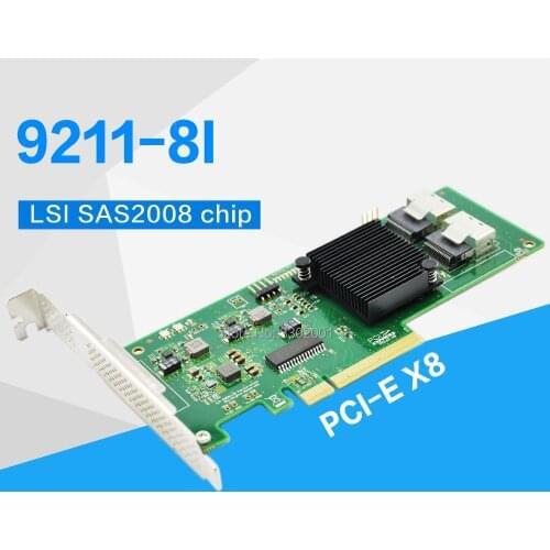 LSI OEM SATA/SAS 9211-8i LSI00194 8port 6Gb/s PCI-Express 2.0 RAID Controller Card, SAS HBA, SAS Cable not included