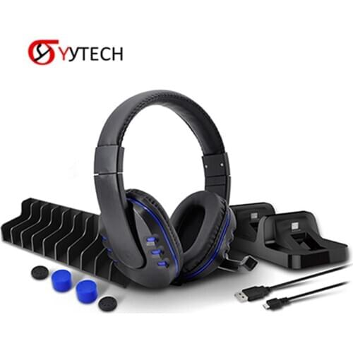 SYYTECH TP4-18101 Game 5 in 1 Wired Headphone Silicone cap Disc storage box For PS4 Pro Slim