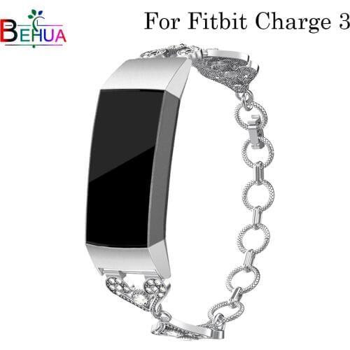 Stainless steel watchband For Fitbit Charge 3 fashion Retro Bracelet Wrist belt watch strap Replacement smart watch Accessories