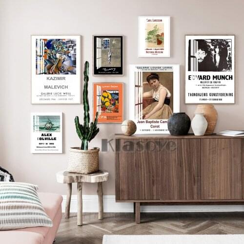 Picasso Retro Art Prints Delacroix Canvas Painting Jean Baptiste Corot Wall Picture Exhibition Museum Poster Living Home Decor