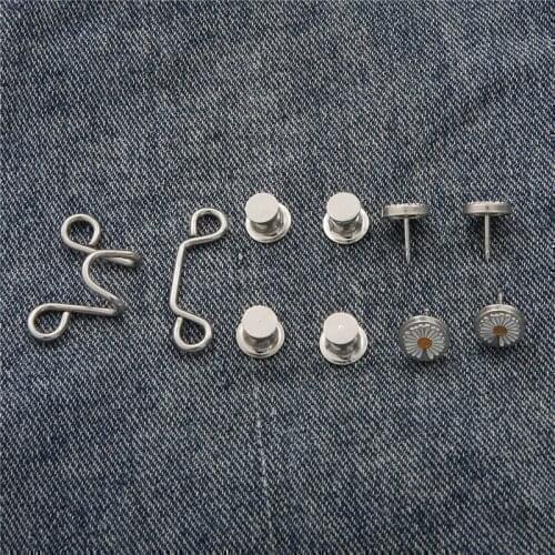 DIY Invisible Adjust Button Metal Jeans Waist Removable Buckle No Nails Waist Button Detachable Button Waist Adjustment Button