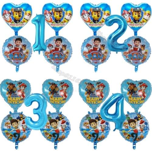 Paw Patrols Digital Balloons Set Birthday Party Decoration Round Love Shape Balloon Cartoon Globo Girl Boy Party Supplies Gift