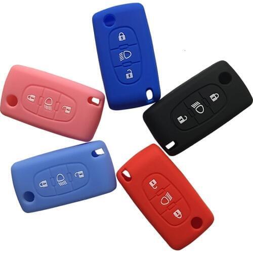 Silicone Case Flip Key Cover C6 407 307 C4L Xsara 308 For Peugeot 208 C3 C4 Grand Picasso Cactus Funda Llave Key Fob Accessories