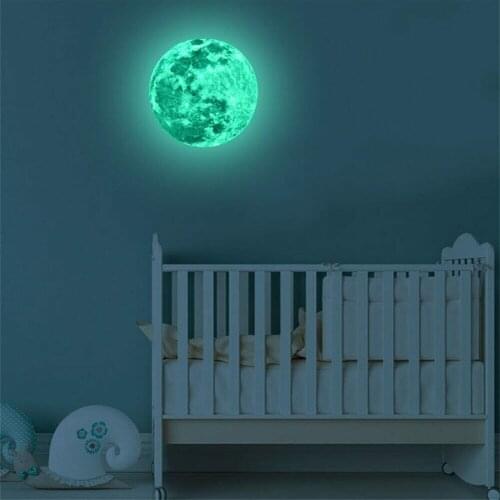 20cm Luminous Moon Sticker 3D Large Fluorescent Glow In Dark Removable Wall Stick Bedrooms Kindergartens Kids Rooms Home Decor