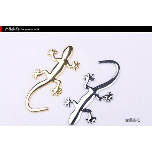 Golden silver Thickened solid metal gecko car with 3D gecko sticker car decoration products gift crafts style home decoration