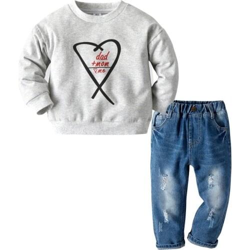 Outerwear Children Clothes 2021 Boys Girls Sets Costumes for Kids Toddler T-shirt + Jeans Sport Suits Wear Top Trousers 2 Pieces