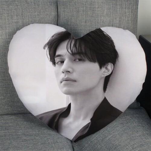 Hot Sale Lee Dong Wook Pillow Case Heart Shaped Zipper Pillow Cover Satin Soft No Fade Pillow Cases Home Textile Decorative