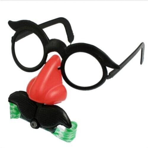 1pcs Clown Glasses Costume Ball Round Frame Red Nose Whistle Mustache Humor Toy False Nose Hair blow out dragon practical jokes