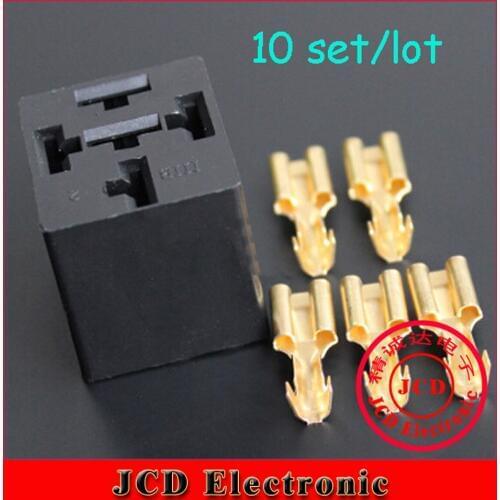10 sets Square automotive relay sockets / Universal Relay Socket Relay Block with 5pcs terminals