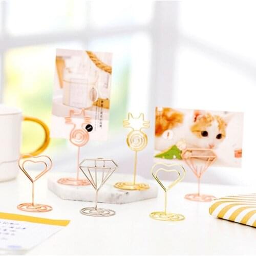 10PCS Wedding Heart Photo Clip Table Number Stand Desktop Decoration Metal Place Card Holder Party Supplies