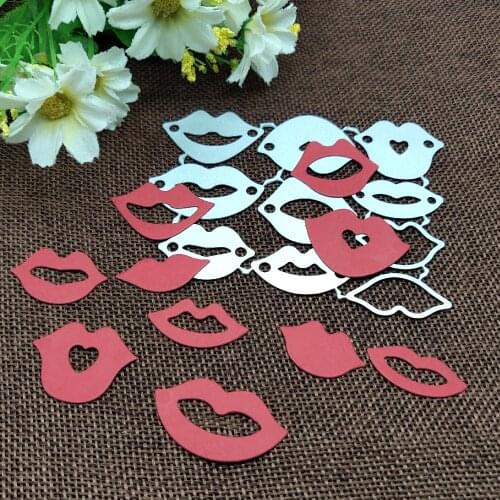 10pcsRed lip set background Metal Cutting Dies Stencils For DIY Scrapbooking Decorative Embossing Handcraft Die Cutting Template